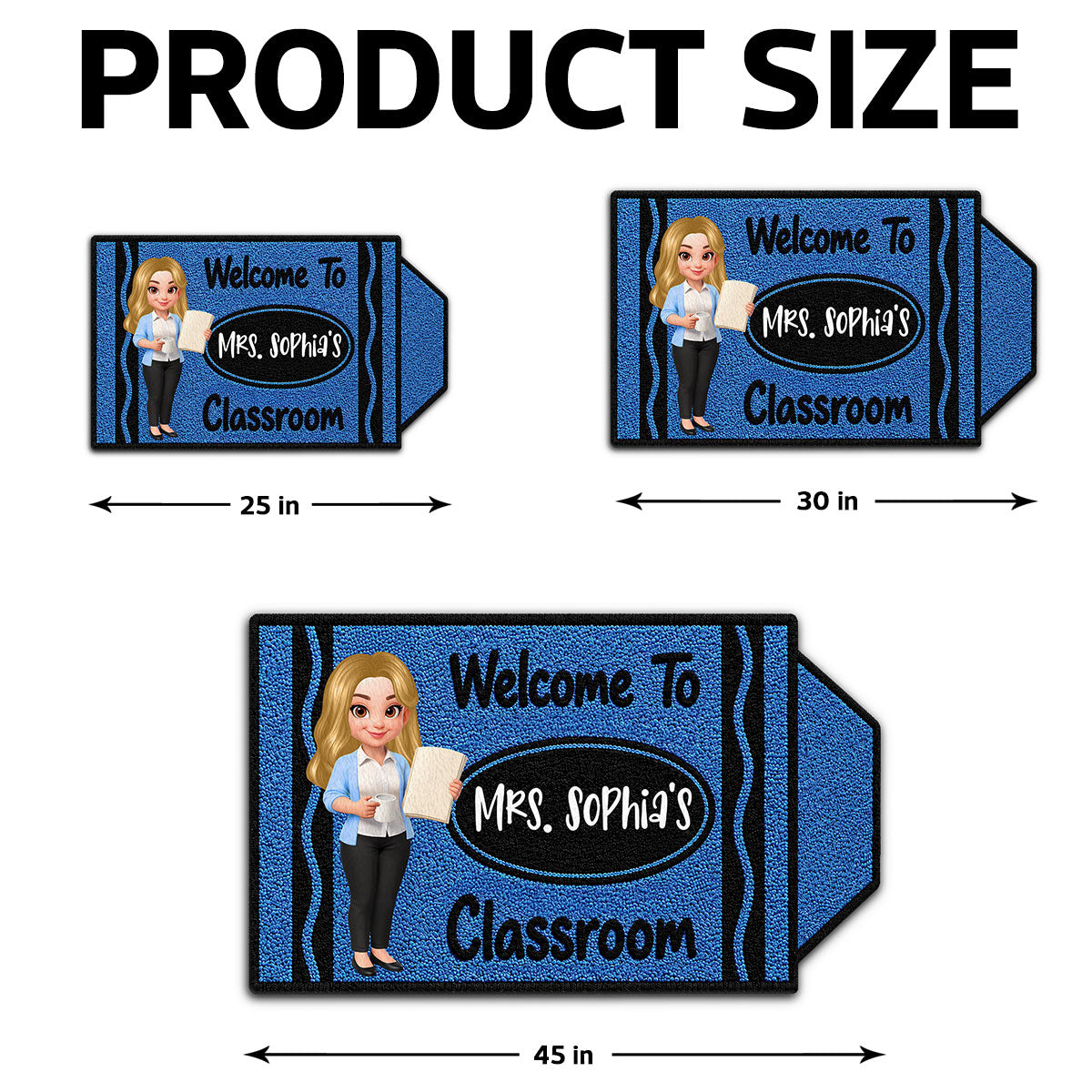 Happy Crayon Teacher Welcome To Classroom - Personalized Doormat - Back To School Gift For Teacher, Classroom Decor