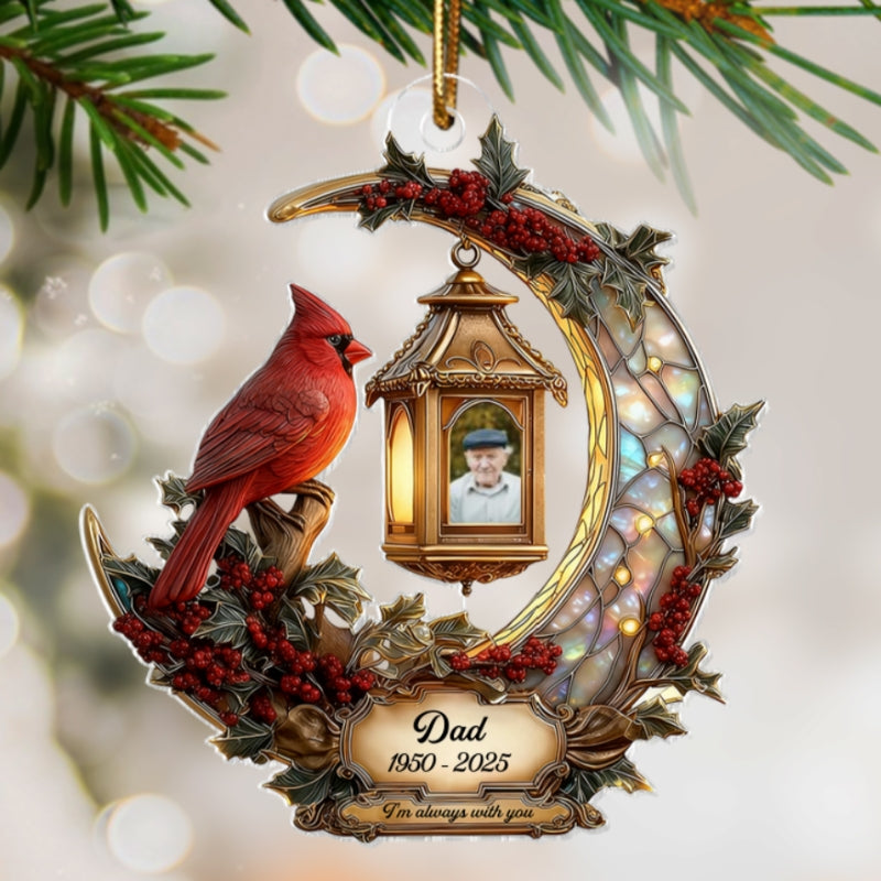 3D Stained Glass Effect Cardinal Memorial - Personalized Acrylic Ornament - Remembrance Gift, Sympathy Gift