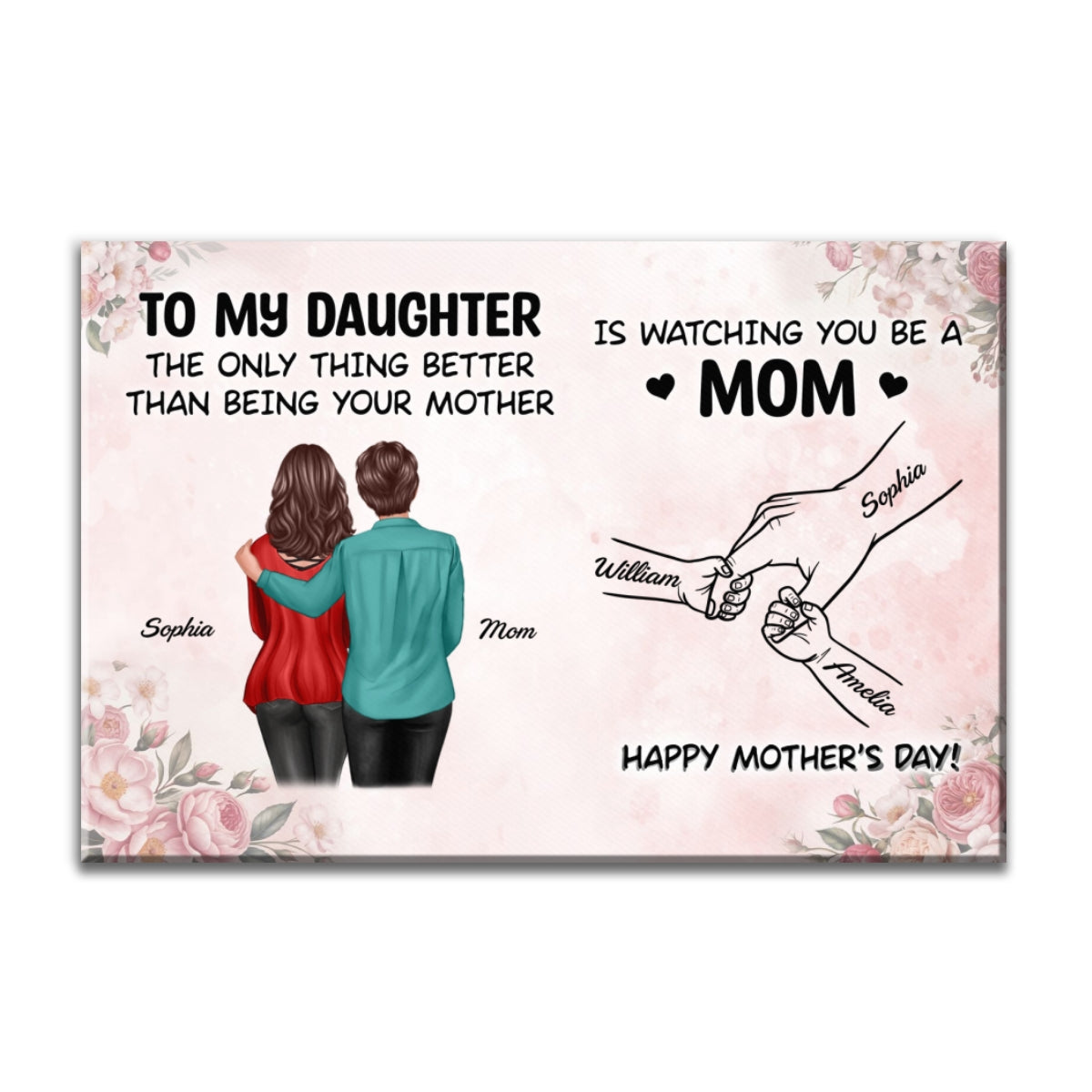 From Mom To Daughter Watching You Be A Mom - Personalized Canvas - Mother's Day Gift For Daughter