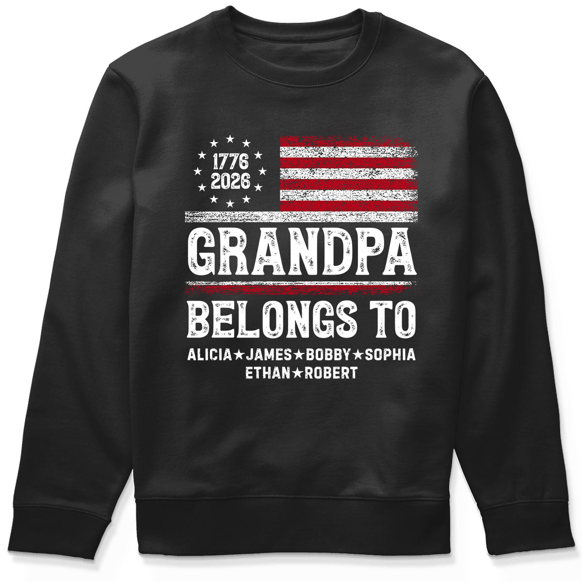 Proud American Grandpa Custom Kids Names Nation Flag American 250th Anniversary - Personalized Shirt - Father's Day Gift For Dad, Grandpa