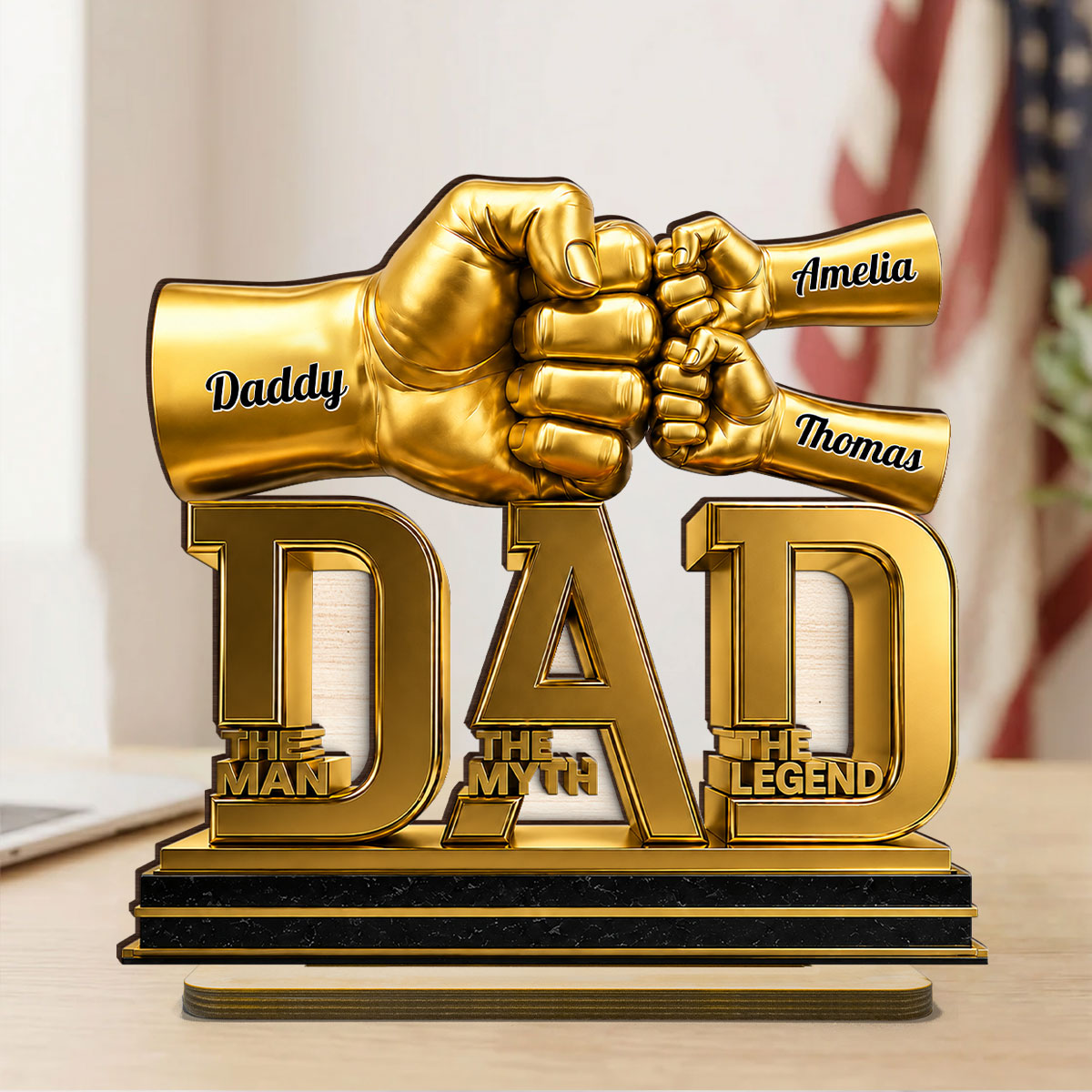 Dad The Man The Myth The Legend - Personalized 2-Layered Wooden Plaque -  Gift for Dad, Husband