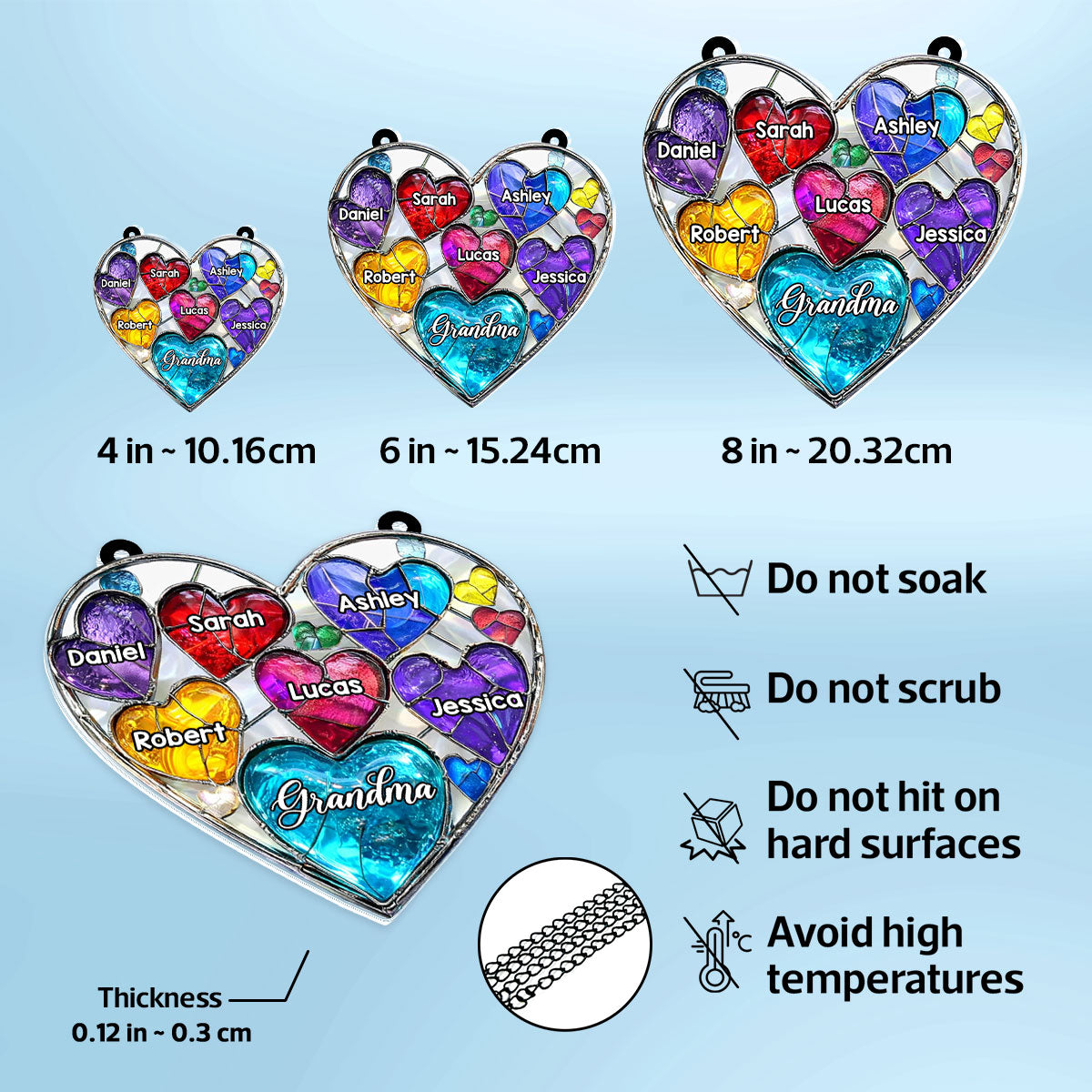 Grandma' Sweethearts - Personalized Suncatcher - Mother's Day Gift for Grandma, Mom, Wife