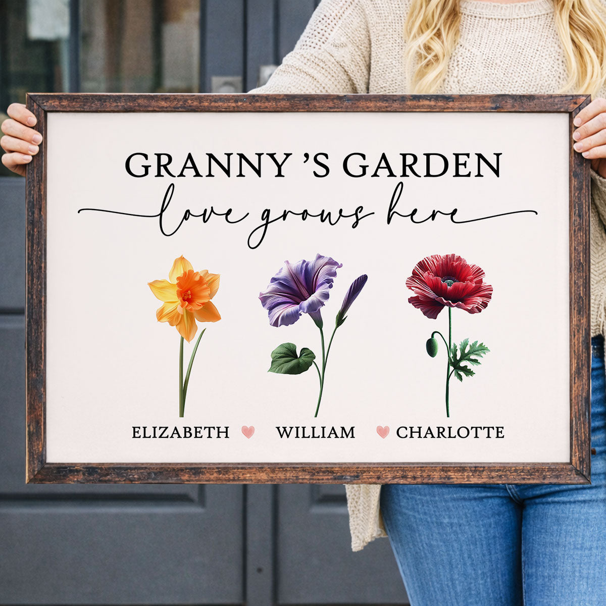 Grandma's Garden Love Grows Here - Personalised Poster - Gift for Grandma