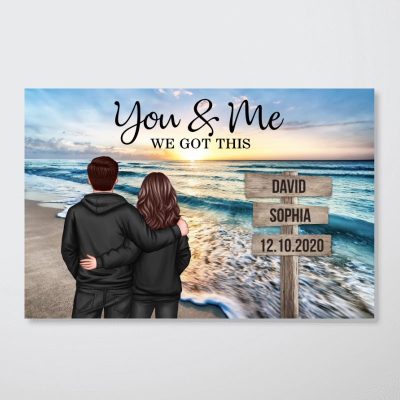 Couple Street Sign Beach Landscape - Personalized Poster - Heartfelt Couple Gift for him, for her