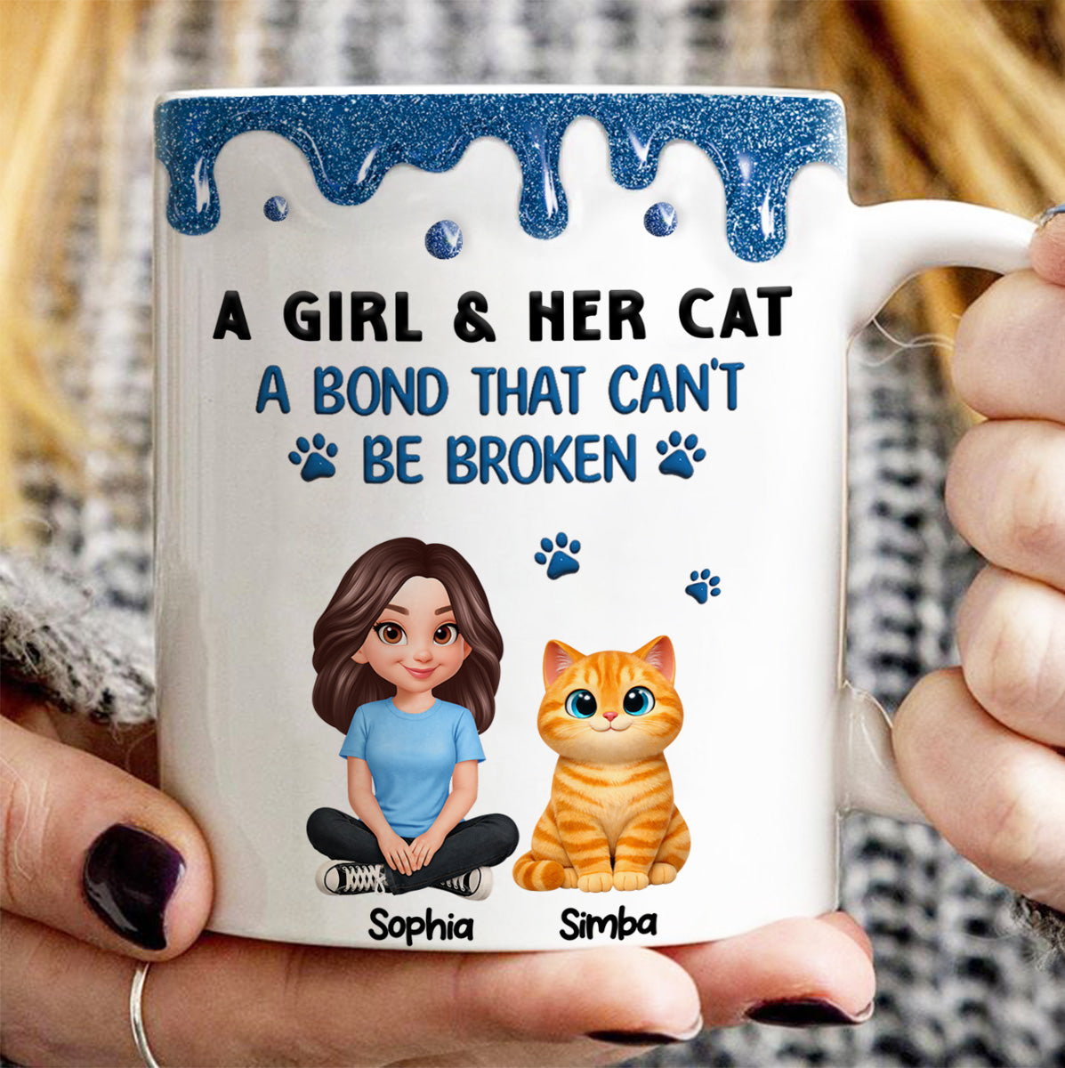 Adorable Cats A Girl And Her Cats - Personalized Mug - Mother's Day Gift For Cat Mom, Cat Lovers