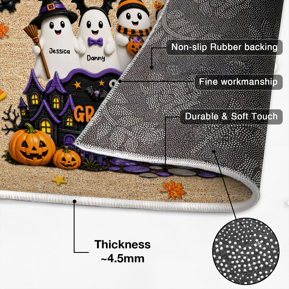 Halloween Welcome To Grandma Grandpa Haunted House Cute Boo Kids - Personalized Doormat - Halloween Decoration For Grandparents