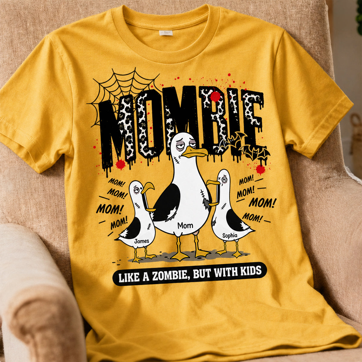 Mombie Like a Zombie But with Kids - Personalized Shirt - Funny Halloween Gift for Mom, Fall Trendy Tee
