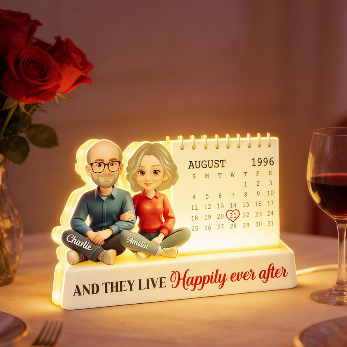 Anniversary Custom Date Calendar - Personalized Light Box - Gift for Couple, for Him, for Her