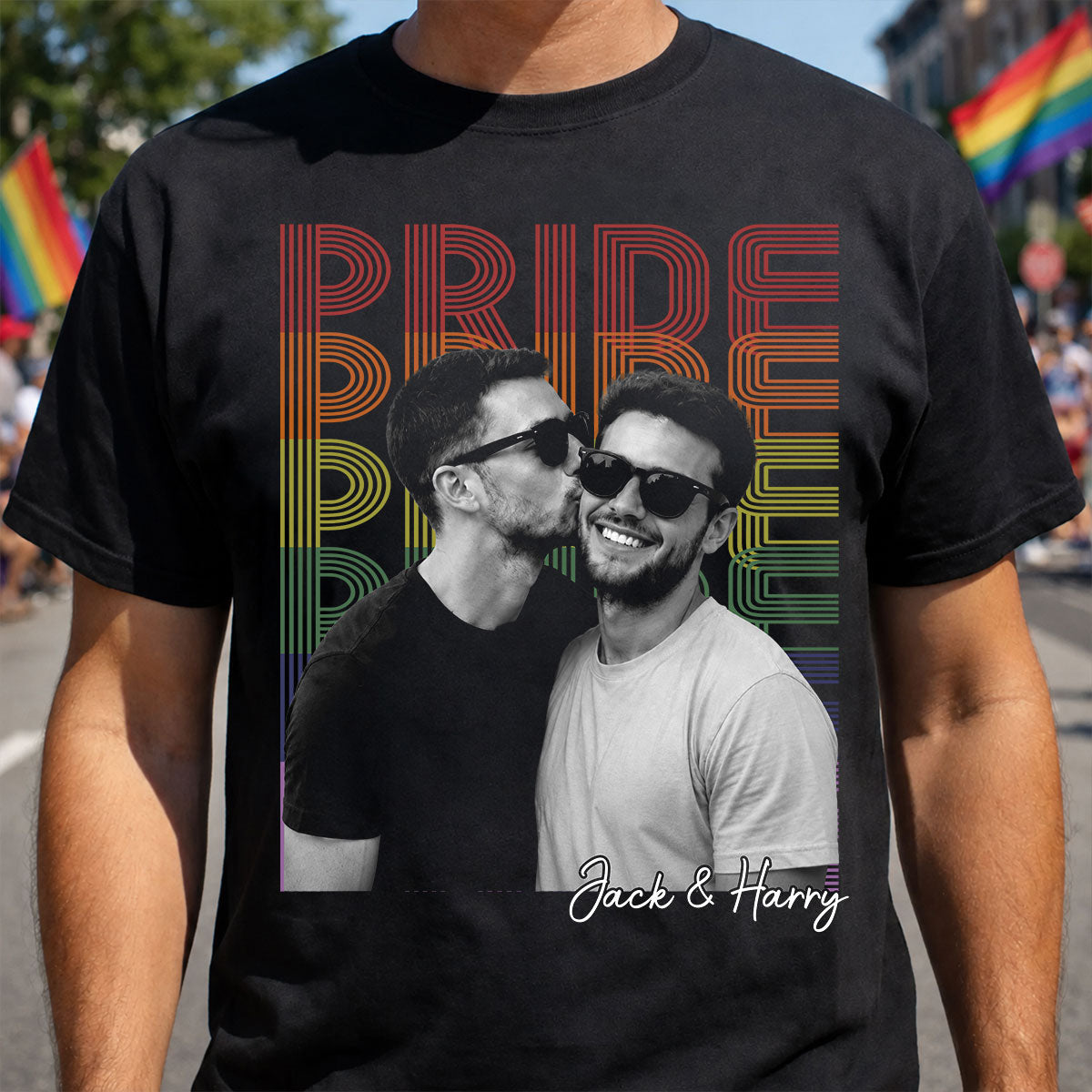 Retro Pride Bootleg Style LGBT+ Couple - Personalized Shirt - Gift For Couple, Happy Pride Month