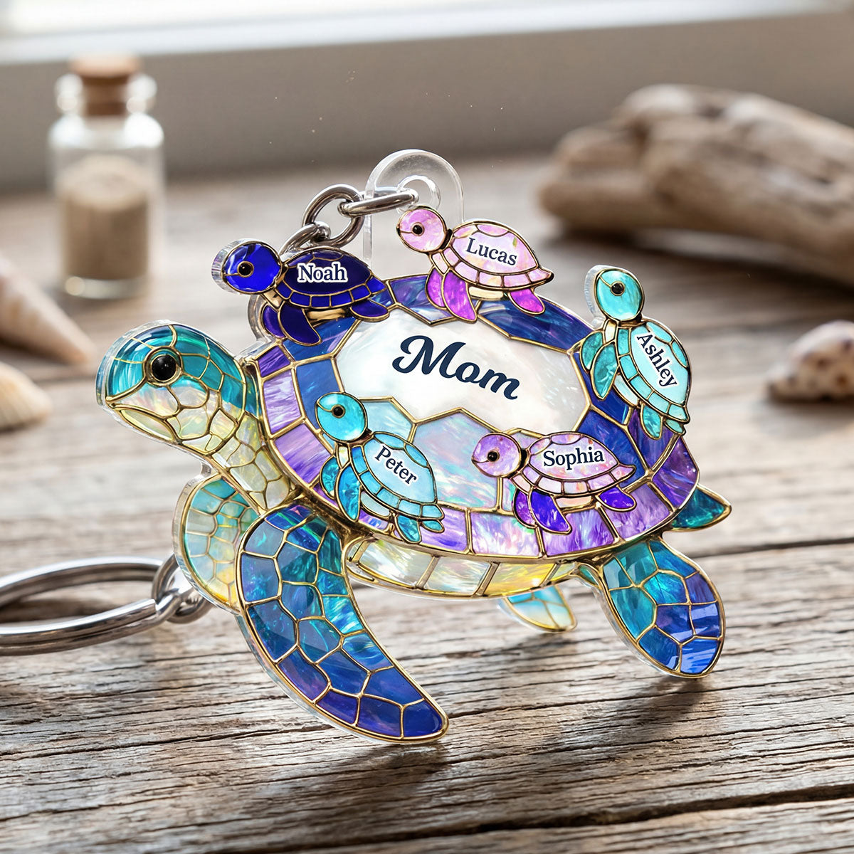 Mom Grandma Sea Turtle - Personalized Acrylic Keychain - Mother's Day Gift for Her