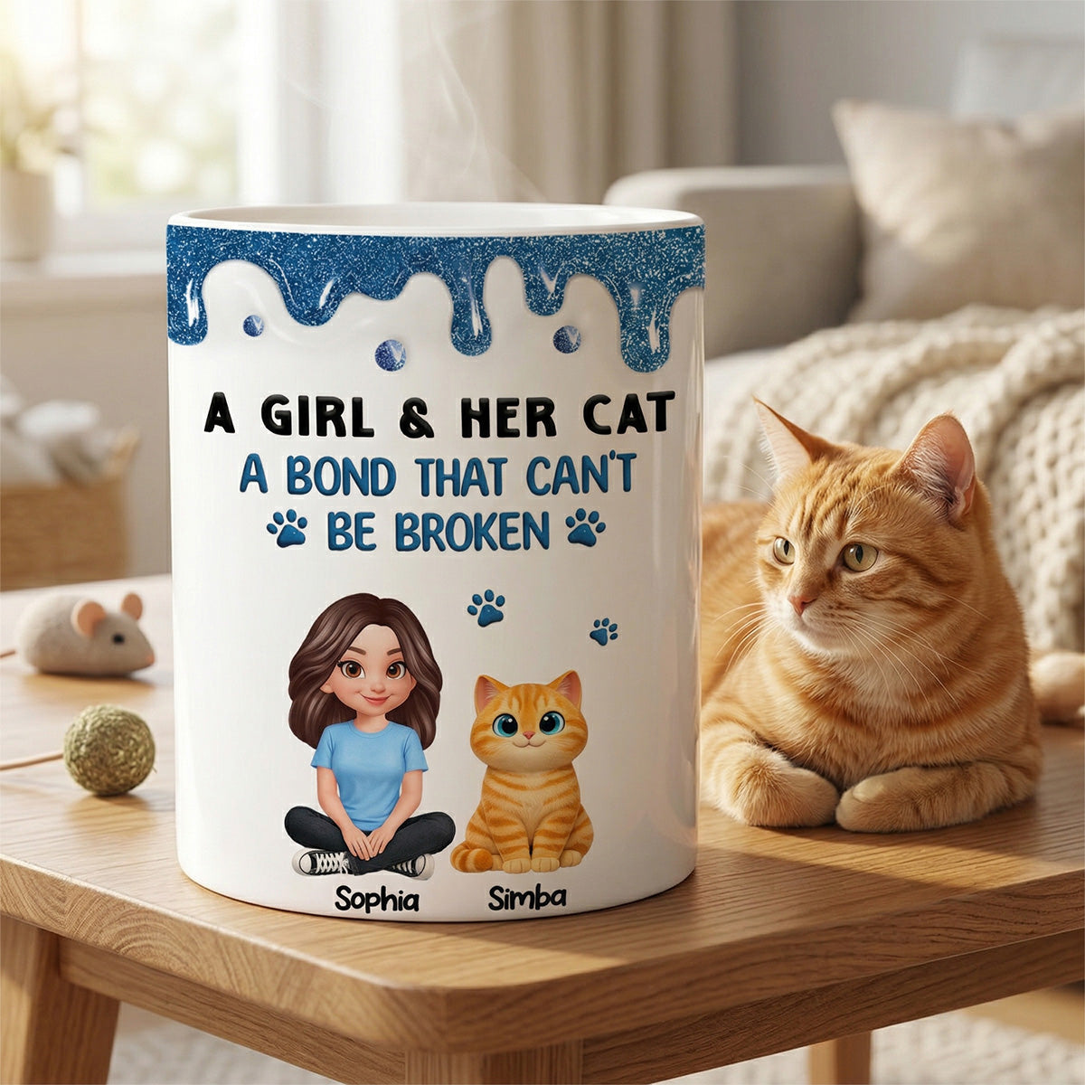 Adorable Cats A Girl And Her Cats - Personalized Mug - Mother's Day Gift For Cat Mom, Cat Lovers