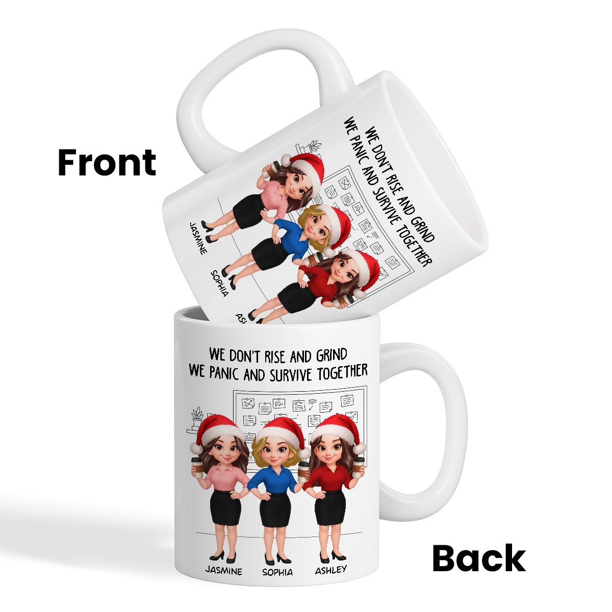 We Panic And Survive Together - Personalized Mug - Funny Gift For Work Besties, Colleagues