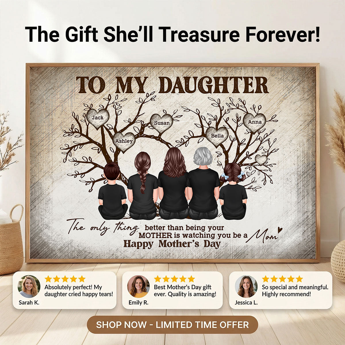 To My Daughter From Happy Mother's Day Tree Of Life - Personalized Poster - Mother's Day Gift For Daughter