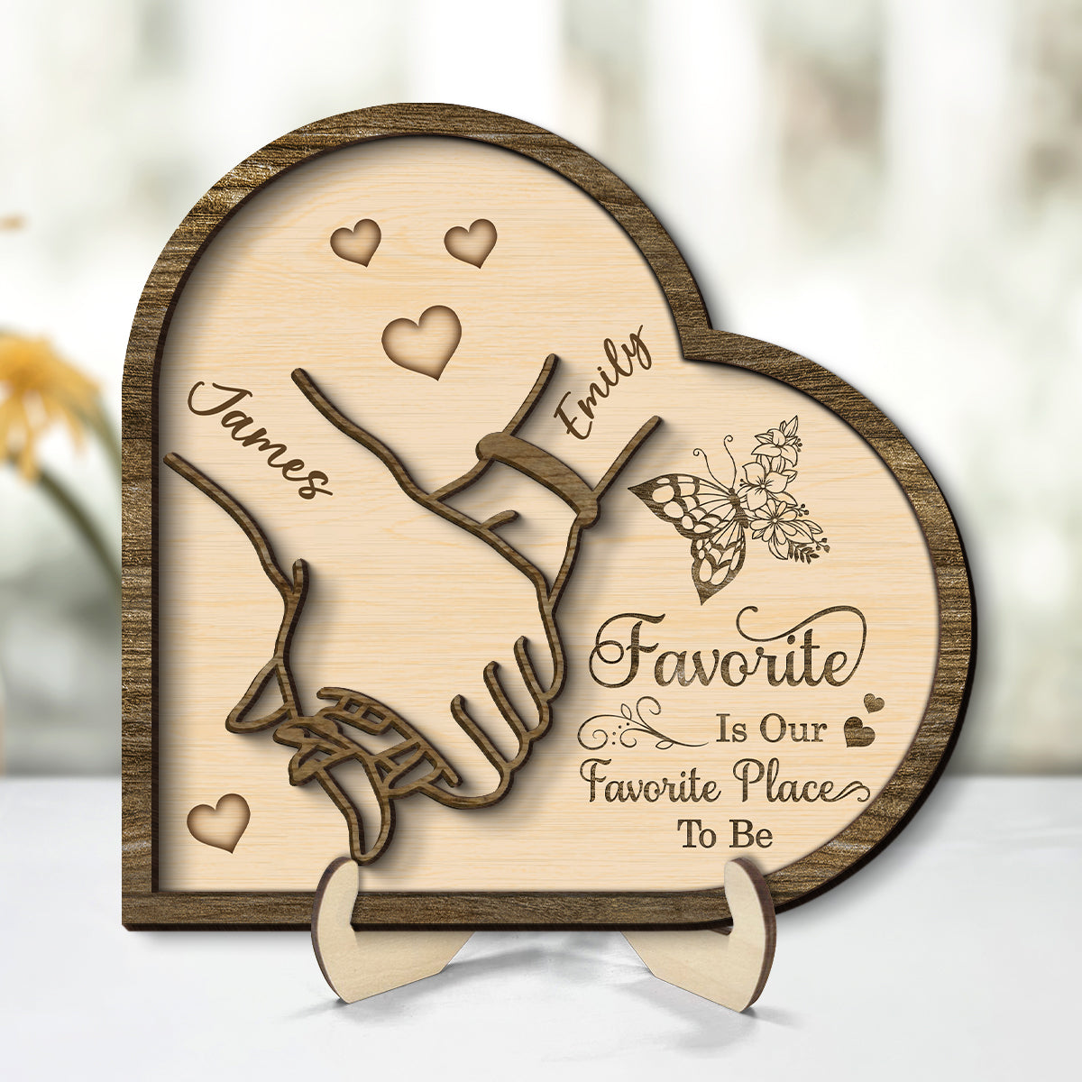 Together Is Our Favorite Place To Be - Personalized 2-Layered Wooden Plaque - Anniversary, Valentine's Day Gift, Gift For Him, Gift For Her