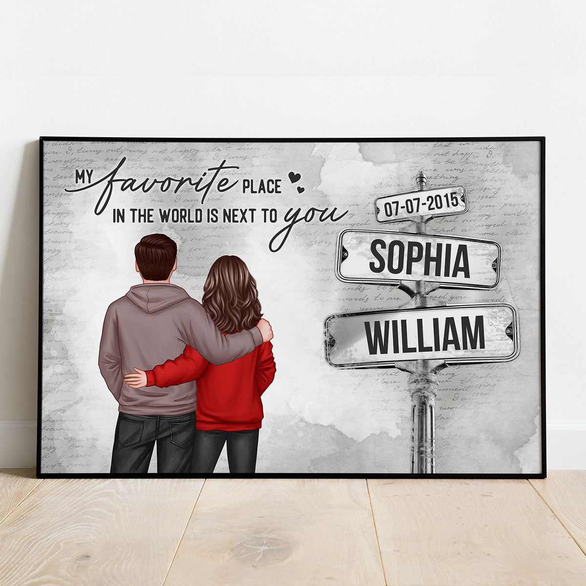 Couple Custom Name Sign Post - Personalized Poster - Perfect Gift for him, Gift for her