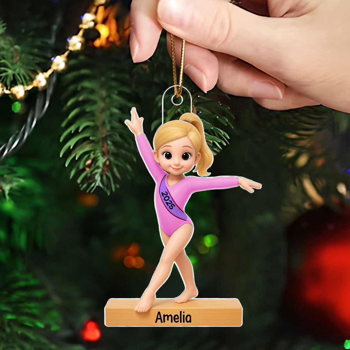 3D Effect Gymnastic Girl - Personalized Acrylic Ornament - Christmas Gift For Daughter Granddaughter