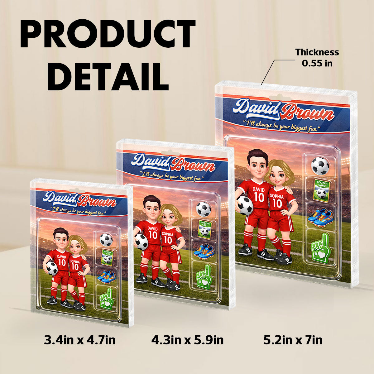 Soccer Couple I'll Always Be Your Biggest Fan Custom Action Figure - Personalized Acrylic Block Plaque - Sentimental Gift for Him, for Her
