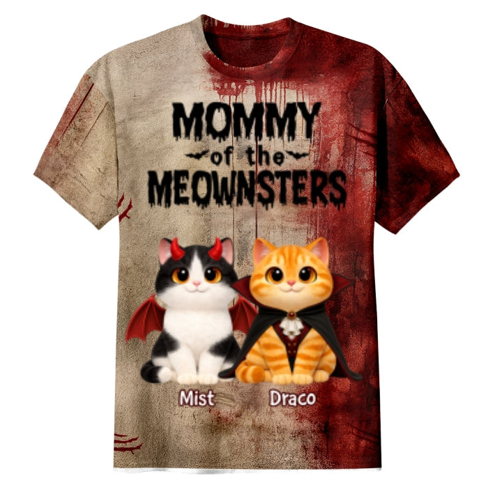 Mommy Daddy Of The Meownsters Cats - Personalized Shirt - Halloween Gift For Cat Lovers