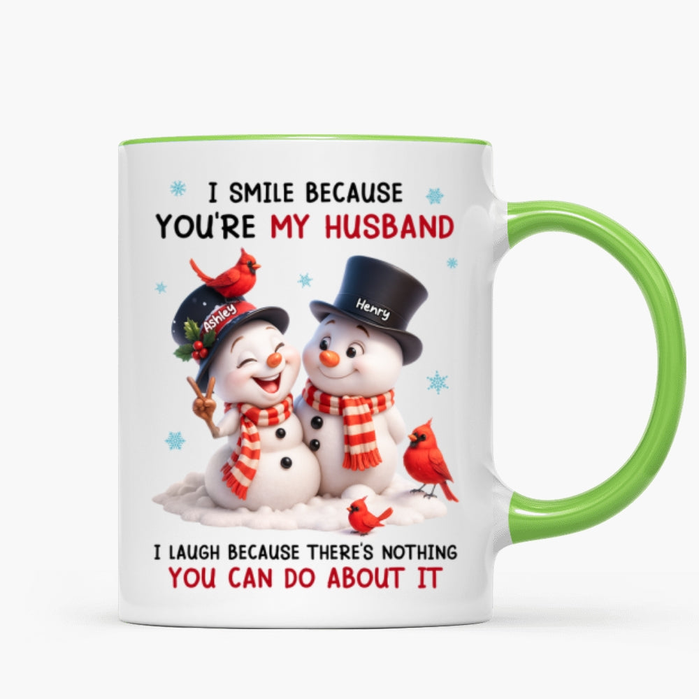 I Smile Because You're My Husband - Personalized Mug - Funny Christmas Gift for him, Gift for her
