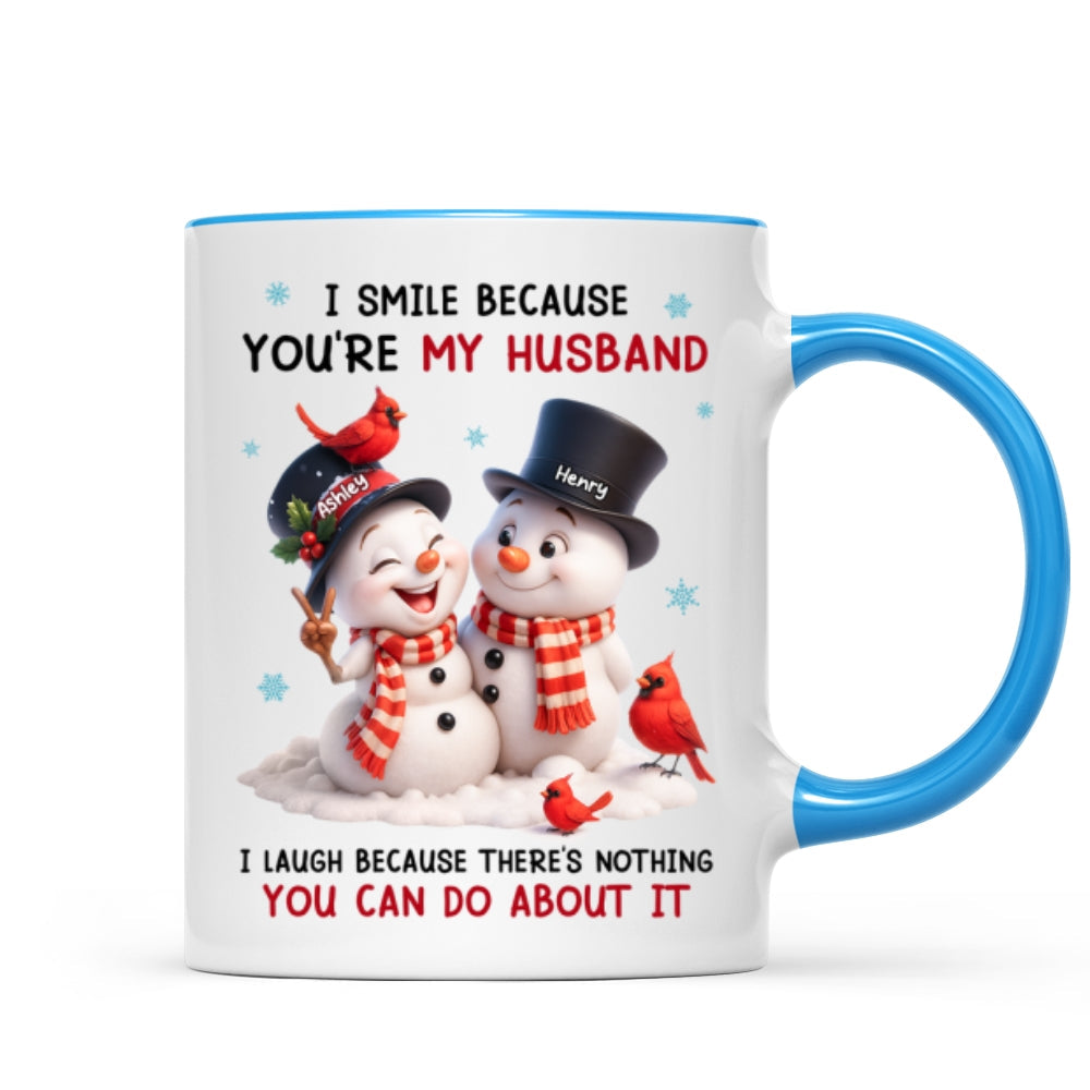 I Smile Because You're My Husband - Personalized Mug - Funny Christmas Gift for him, Gift for her