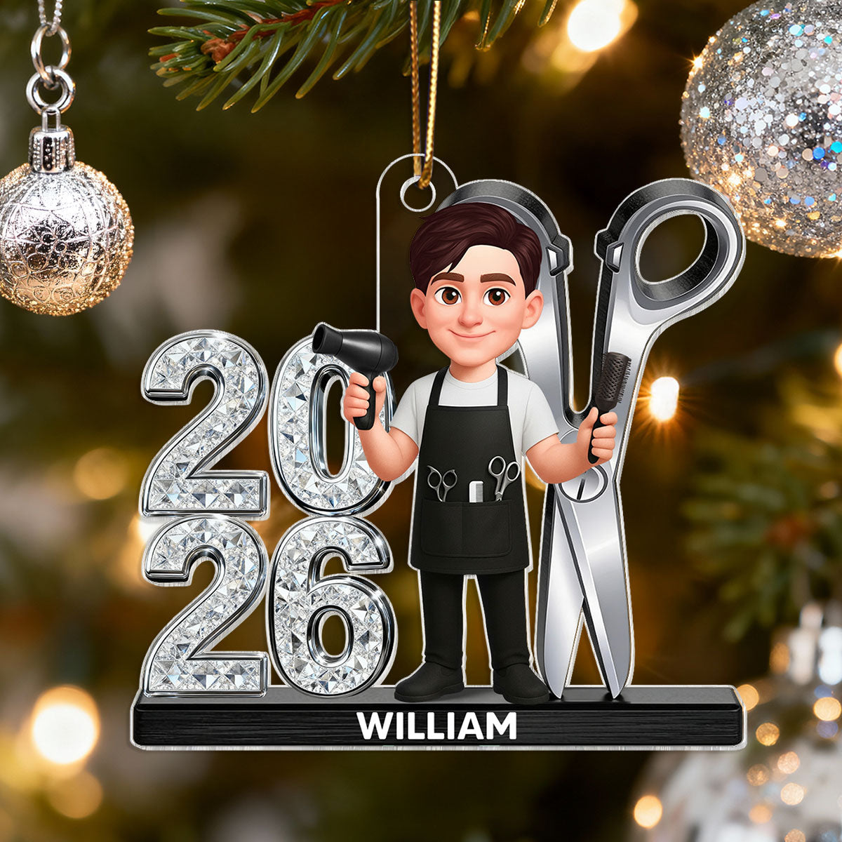 Hairdresser Man Woman - Personalized Acrylic Ornament - Christmas Gift For Hairdressers