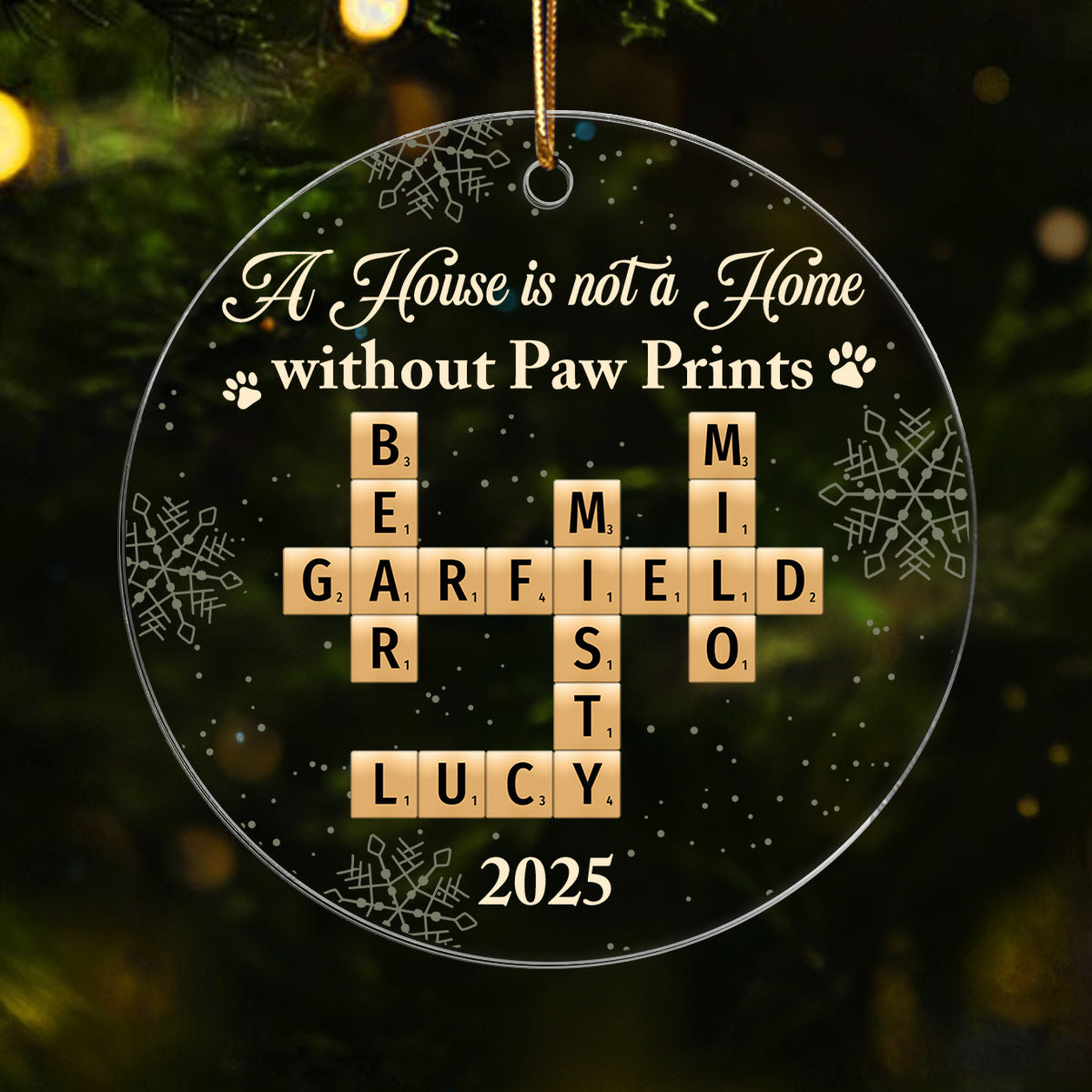 A House Is Not A Home Without Paw Prints Crossword Puzzle Art - Personalized Acrylic Ornament