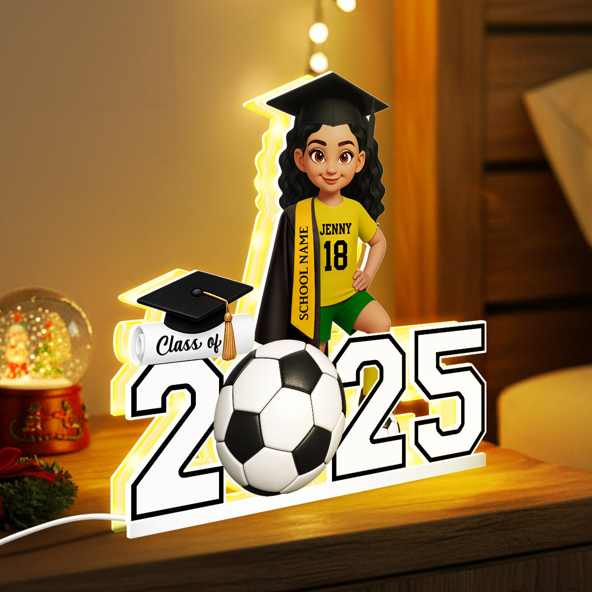 Soccer Boy Girl Senior Graduation - Personalized Light Box - Christmas Gift For Son Daughter Grandson Granddaughter