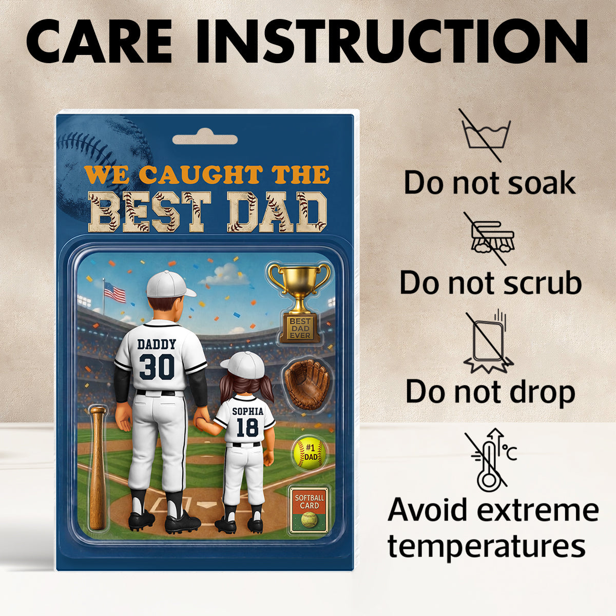 Baseball Dad Action Figure - Personalized Acrylic Block Plaque -  Gift for Dad, Husband