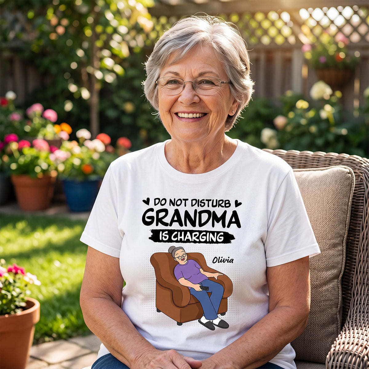 Do Not Disturb Grandma Is Charging - Personalized Shirt - Funny Mother's Day Gift For Grandma, Mom