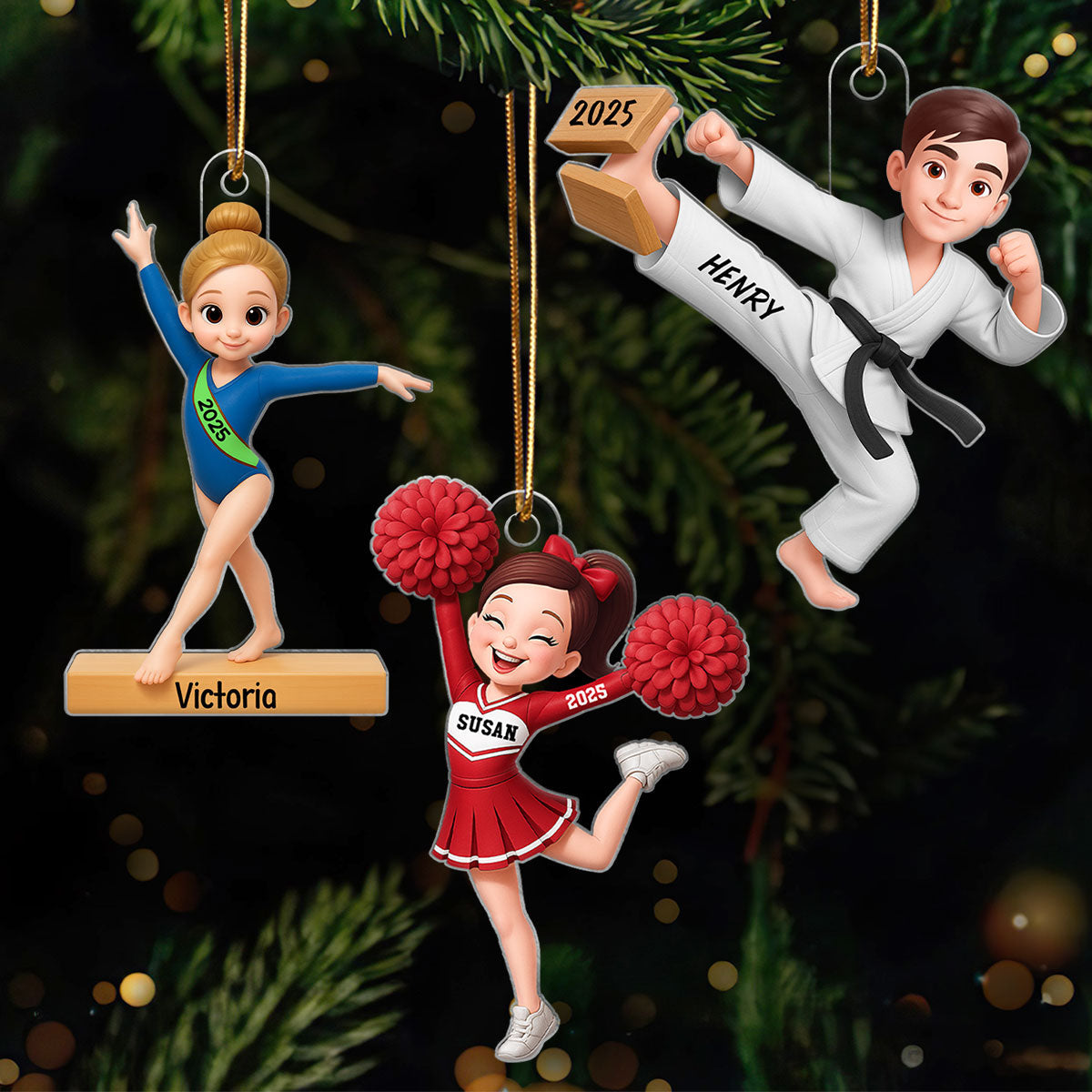 3D Effect Karate Boy Girl - Personalized Acrylic Ornament - Christmas Gift for Daughter or Son