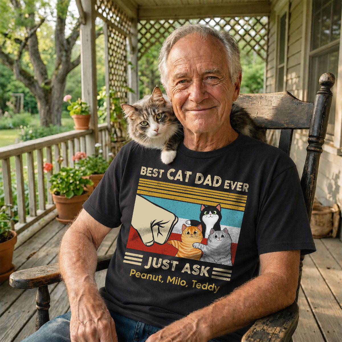 Custom Cat Fist Bump - Personalized Shirt - Perfect Gift for Cat Dads, Father's Day Gift for Husband, Gift for Him
