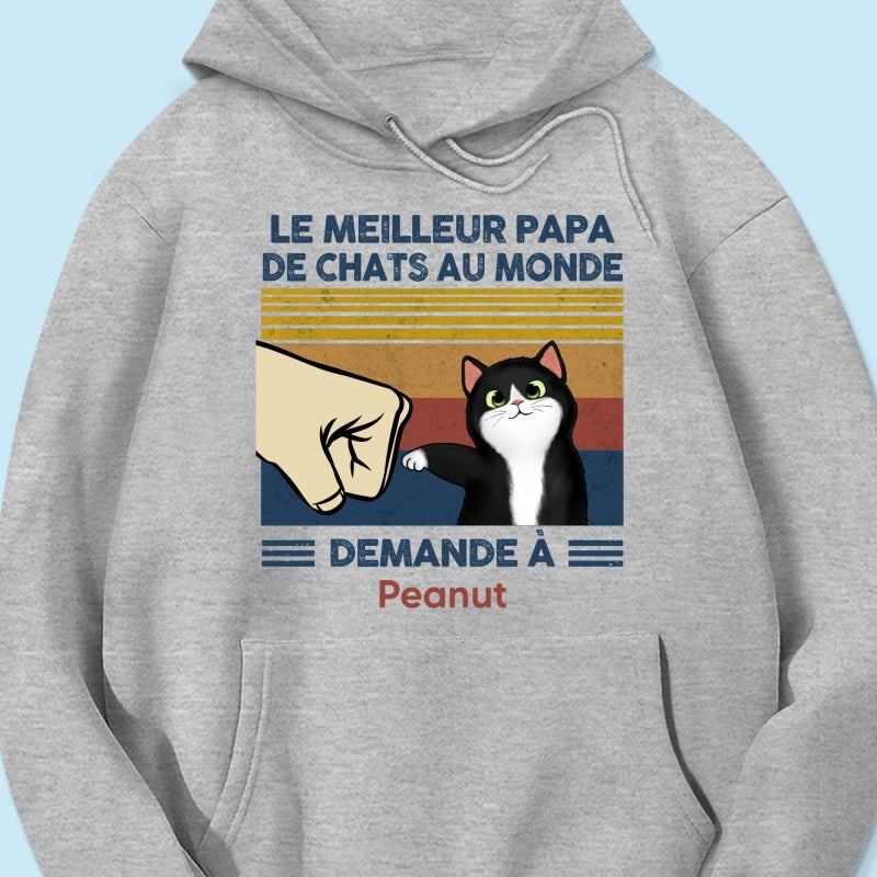 Cadeau parfait pour les papas de chats – T-shirt personnalisé avec check de poing avec votre chat
