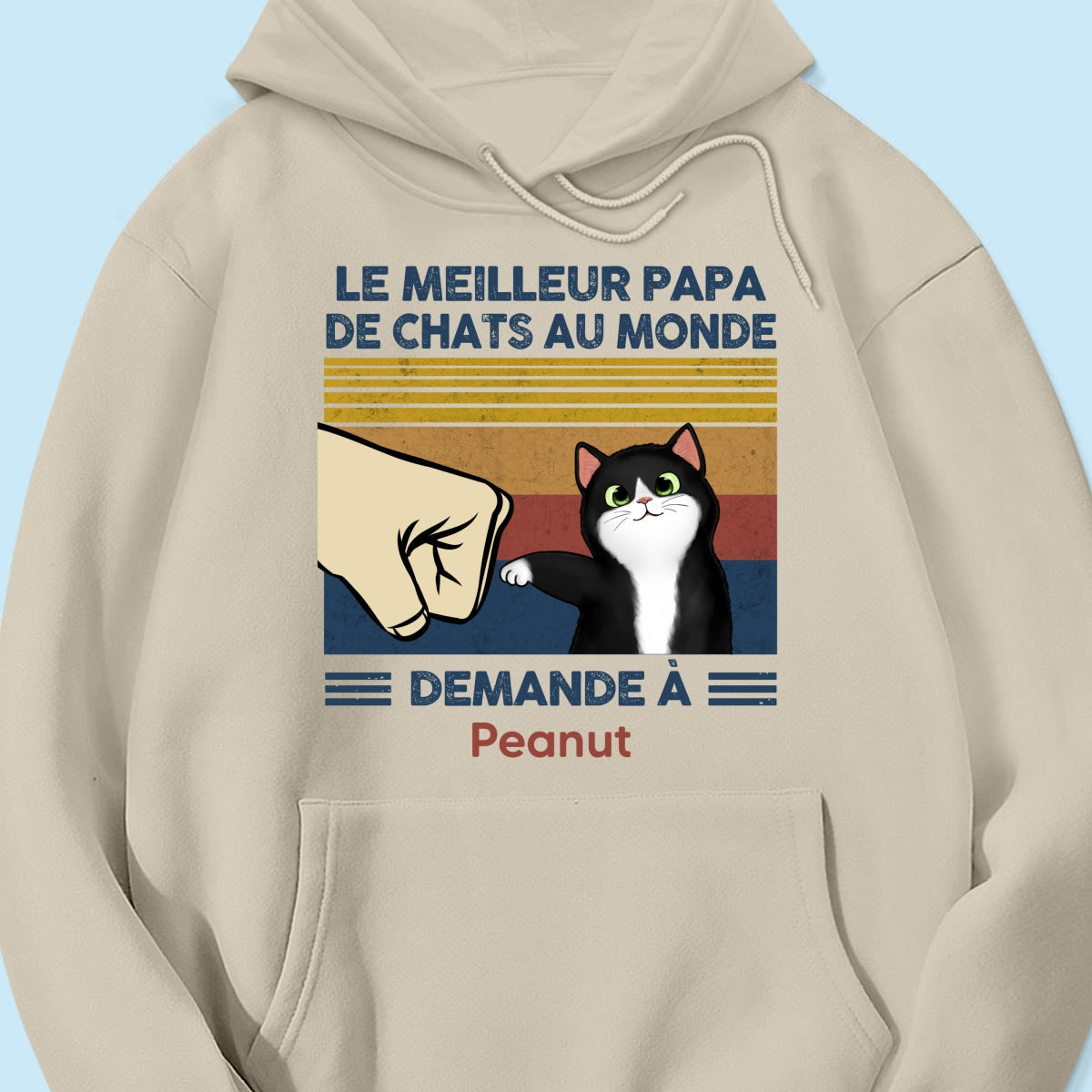 Cadeau parfait pour les papas de chats – T-shirt personnalisé avec check de poing avec votre chat