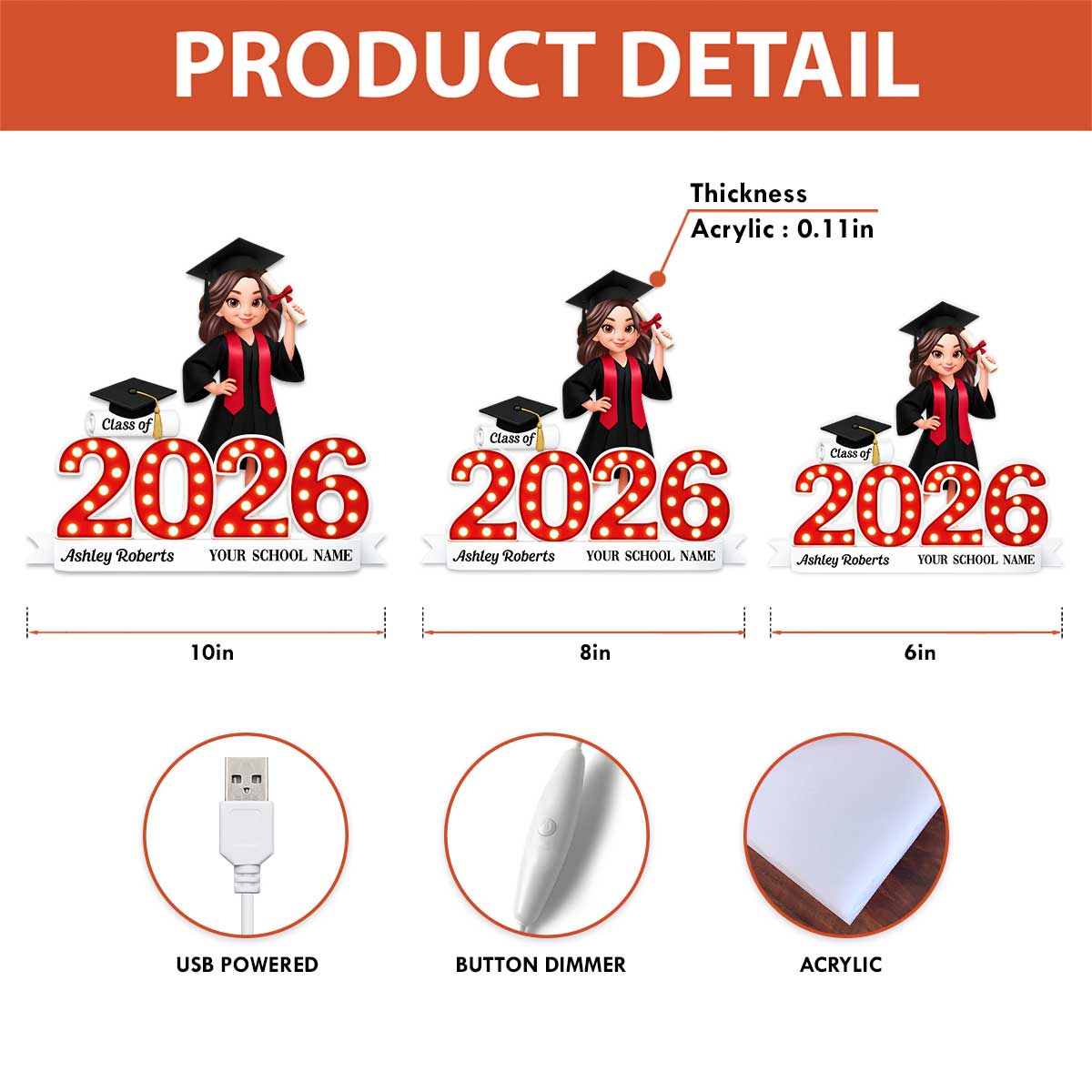 Congratulation Class Of Graduation Senior - Personalized Light Box - Gift For Graduation Day, Graduation Gift, Keepsake