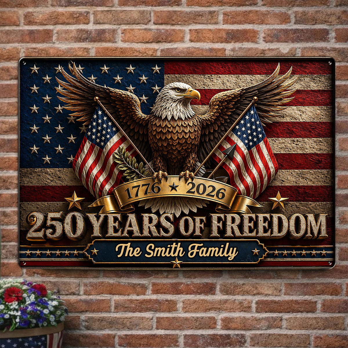 America 250th Anniversary Eagle - Personalized Metal Sign - 250th Anniversary America Patriotic, Family Decoration