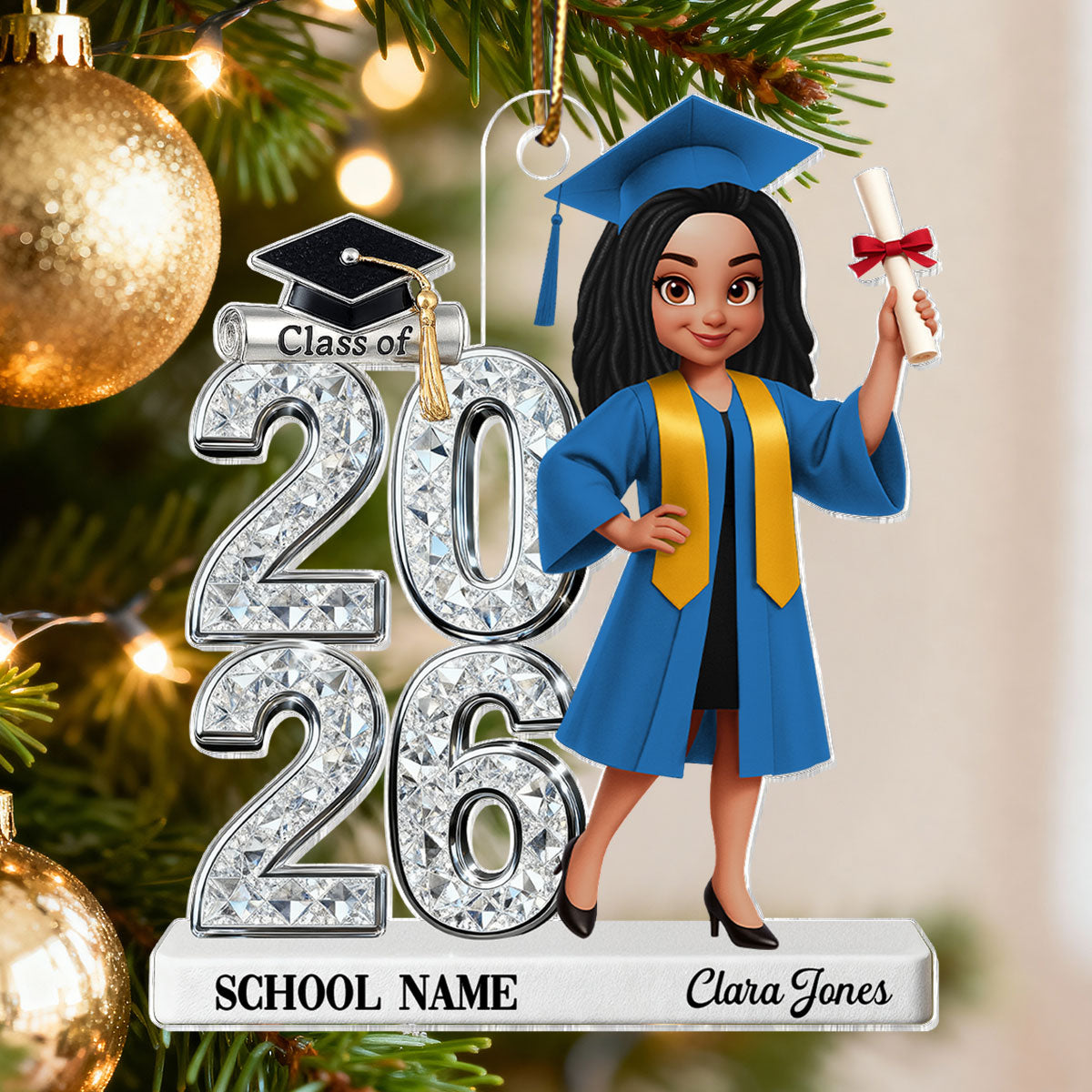 3D Shiny Effect Class Of 2025 2026 Senior - Personalized Acrylic Ornament - Gift For Graduates, Daughter, Son