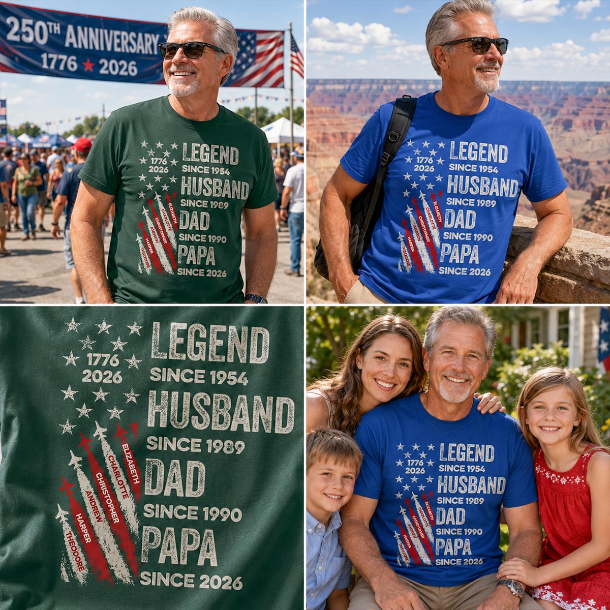 Legend Husband Dad Grandpa Kid Custom Name - Personalized Shirt - American 250th Anniversary Keepsake For Husband, Dad, Grandpa