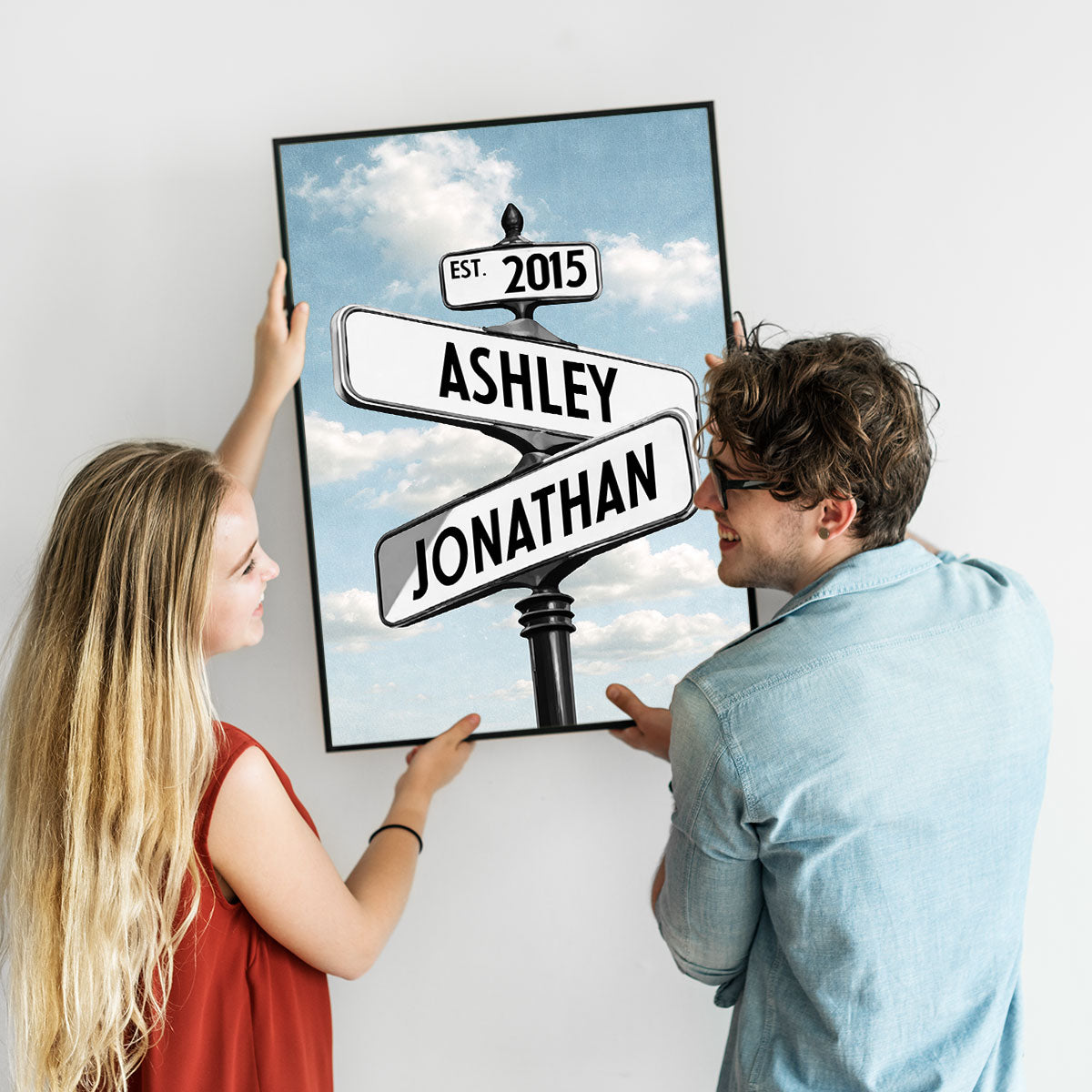 Couple Street Sign - Personalized Poster - Anniversary Gift for Him, for Her