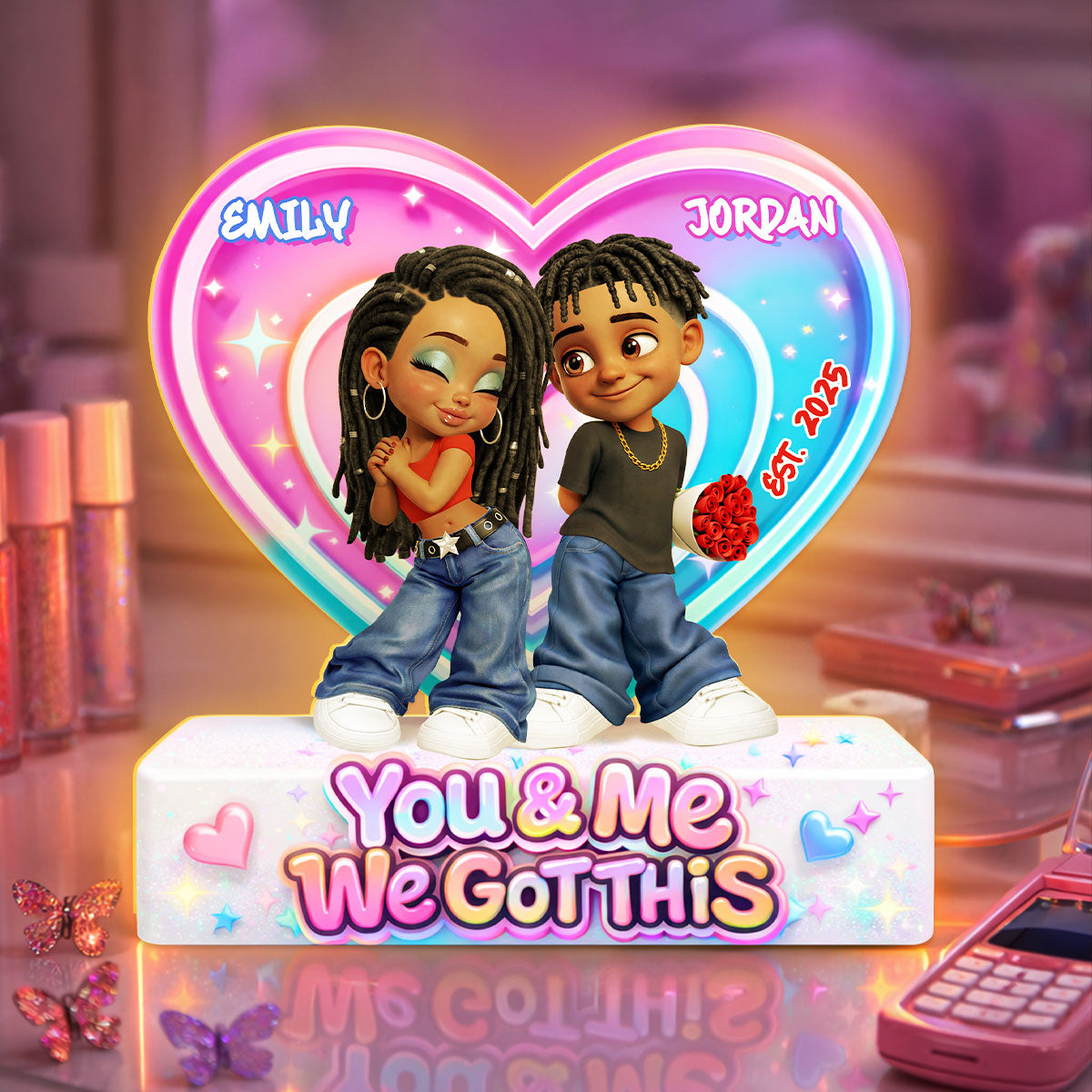 Eternal Love Y2K Couple Aura Heart Aesthetic - Personalized Light Box - Heartfelt Valentine's Day Gift For Him, Gift For Her