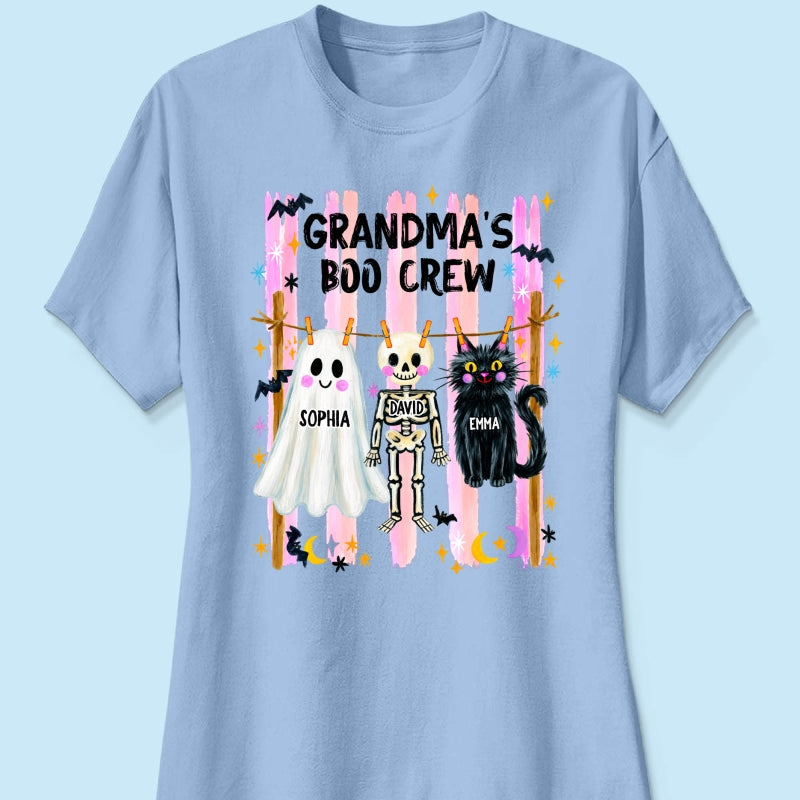 Grandma's Boo Crew Preppy Pattern - Personalized Shirt - Trendy Fall Halloween Tee for Grandma