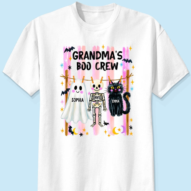 Grandma's Boo Crew Preppy Pattern - Personalized Shirt - Trendy Fall Halloween Tee for Grandma