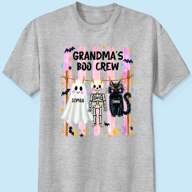 Grandma's Boo Crew Preppy Pattern - Personalized Shirt - Trendy Fall Halloween Tee for Grandma