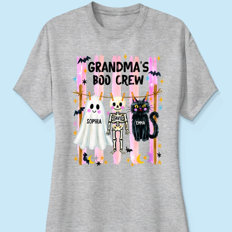 Grandma's Boo Crew Preppy Pattern - Personalized Shirt - Trendy Fall Halloween Tee for Grandma