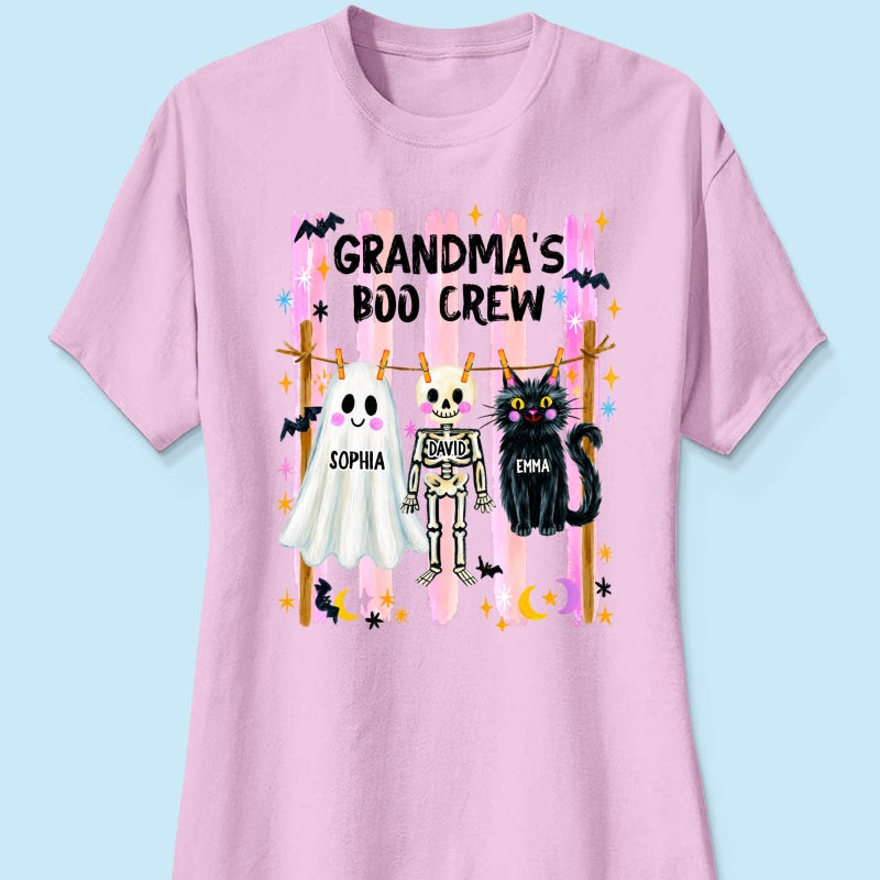 Grandma's Boo Crew Preppy Pattern - Personalized Shirt - Trendy Fall Halloween Tee for Grandma