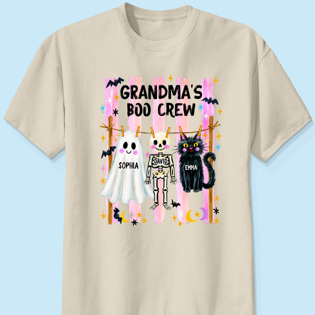 Grandma's Boo Crew Preppy Pattern - Personalized Shirt - Trendy Fall Halloween Tee for Grandma