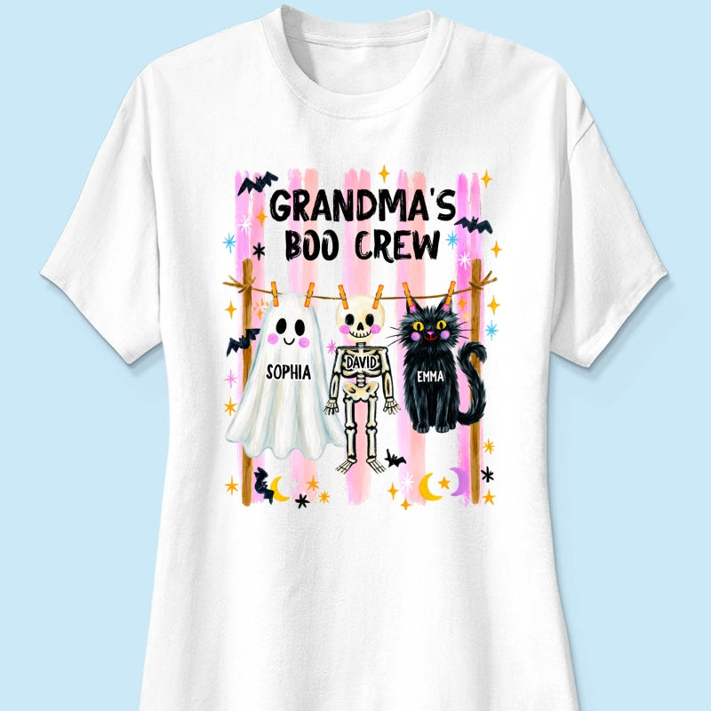 Grandma's Boo Crew Preppy Pattern - Personalized Shirt - Trendy Fall Halloween Tee for Grandma