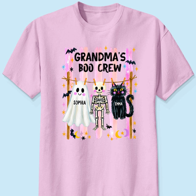 Grandma's Boo Crew Preppy Pattern - Personalized Shirt - Trendy Fall Halloween Tee for Grandma