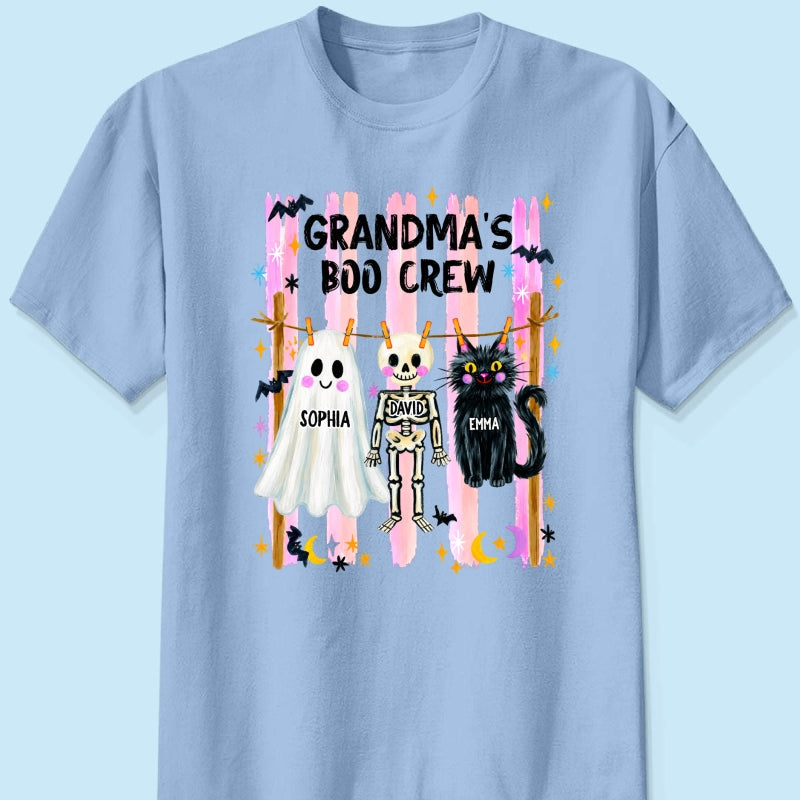 Grandma's Boo Crew Preppy Pattern - Personalized Shirt - Trendy Fall Halloween Tee for Grandma