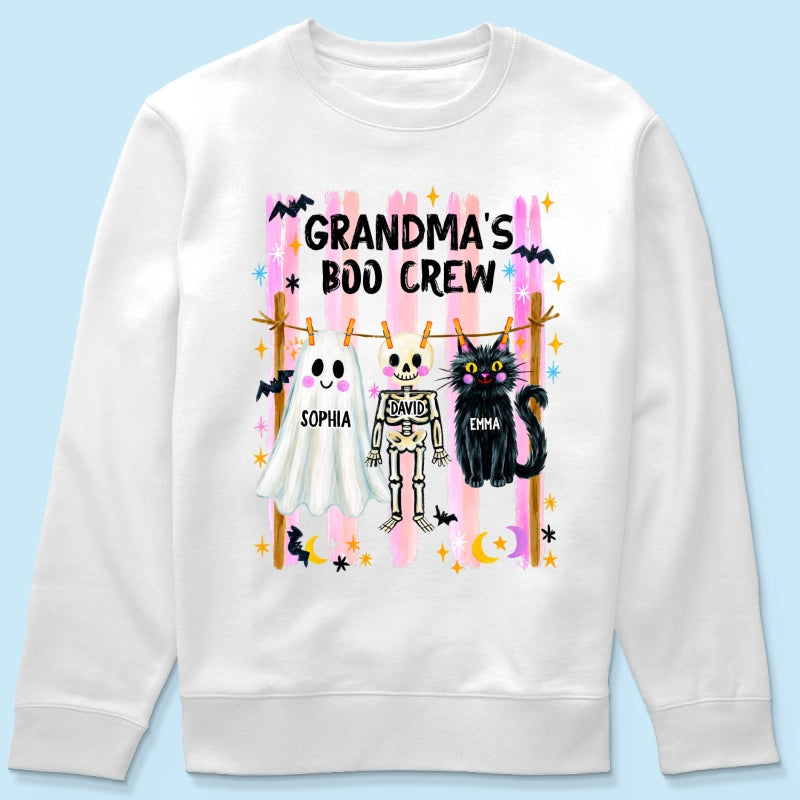 Grandma's Boo Crew Preppy Pattern - Personalized Shirt - Trendy Fall Halloween Tee for Grandma