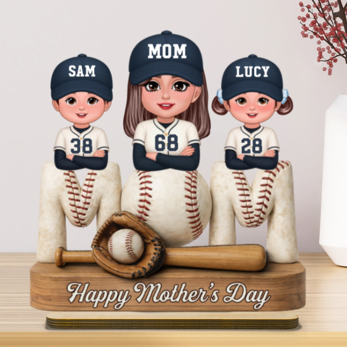 Proud Baseball Mom - Personalized 2-Layered Wooden Plaque - Gift For Mom